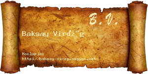 Baksay Virág névjegykártya